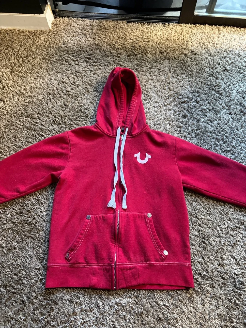 True Religion Red Hoodie - Logo Graphic Back